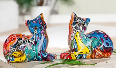 Obrázok produktu pre Casablanca figúrka, mačka, "Street Art", graffiti, syntetická živica, viacfarebná, , 2 kusy ako na obrázku, d. 8 cm, š. 16 cm, v. 13 cm 37538