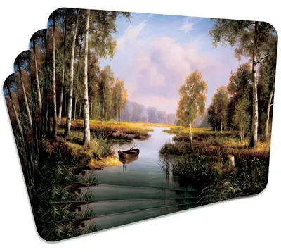 Produktbild von MG Design Set aus 4 Kork-Platzsets - Birches - 30 x 40 cm - hitzebeständig & abwischbar, mit Korkrückseite