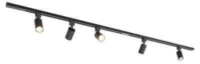 Image de HOFTRONIC - Kit système de rails droit 2x1 m 5 spots 2700K GU10 IP20 Noir
