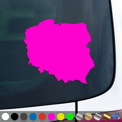 Produktbild von PantherPixel Polen Aufkleber Umriss Karte Kontur Polska Sticker Auto Geschenkidee Farbe Neon-Pink