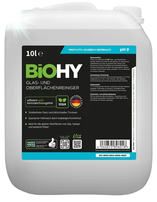 Produktbild von BiOHY Glasreiniger 10L Fensterreiniger Spiegel Oberflächen Konzentrat