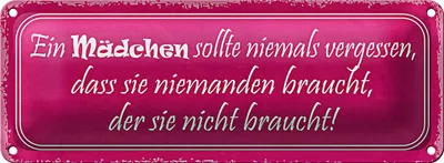 Produktbild von Blechschild Spruch 27x10cm Mädchen sollte niemals vergessen Dekoration
