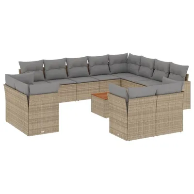 Immagine prodotto di vidaXL Set di divani da giardino 13 pezzi con cuscini Beige poly rattan