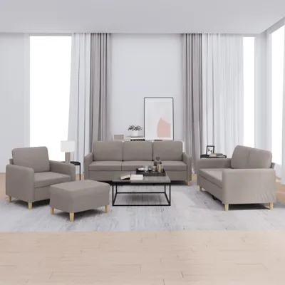 Produktbild von CLORIS 4-tlg. Sofagarnitur mit Kissen Taupe Stoff, 70,3 kg
