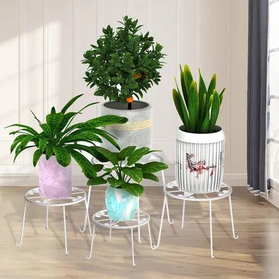 Produktbild von Weisse Metallblumenkübel Set für Wohnzimmer und Balkon