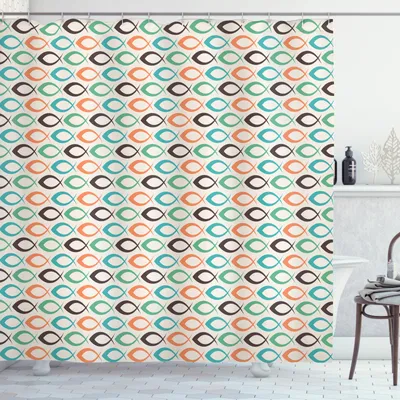 Produktbild von ABAKUHAUS Retro Duschvorhang, Leben im Wasser Seefisch, Waserdichter Stoff mit 12 Haken Set Dekorativer Farbfest Bakterie Resistet, 175 x 180 cm, Lachs braun türkis