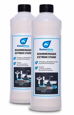 Produktbild von KaiserRein Rohrreiniger & Abflussreiniger extrem stark Profi Spar Set 2 x 1l flüssig gegen Geruch und Haare