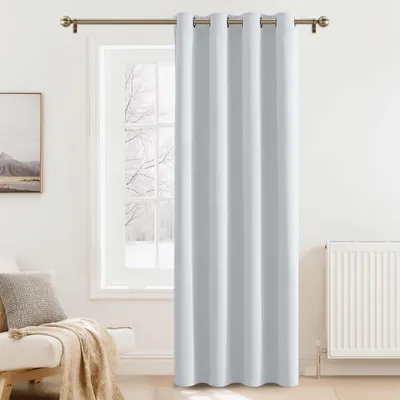 Immagine prodotto di Tenda oscurante, tenda termica con occhielli, colore grigio e bianco, dimensioni 260 cm di altezza x 140 cm di larghezza