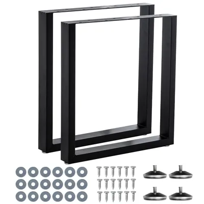 Produktbild von GIHAUVIA 2er Set Tischbeine 70×72 cm Tischgestell Tischkufen schwarz Stahl Tischuntergestell 80x40mm Industrie Design Esstischgestell 2 Stück Tischfuß