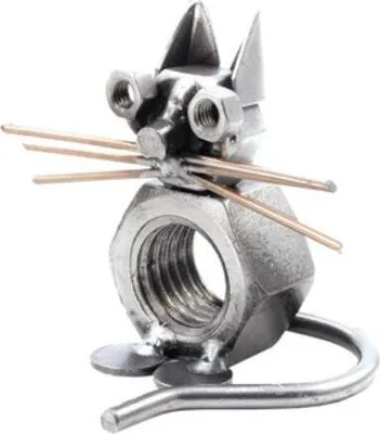 Produktbild von Metallkatze Figur handgefertigt aus Stahl und Kupfer, Unikat