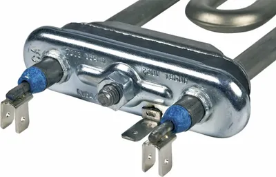 A close-up of a washing machine heating element.