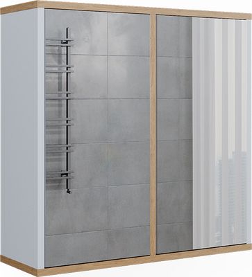 Vicco Badspiegelschrank Didi, 60 x 60 cm mit zwei Spiegeltüren, Weiß/Artisan