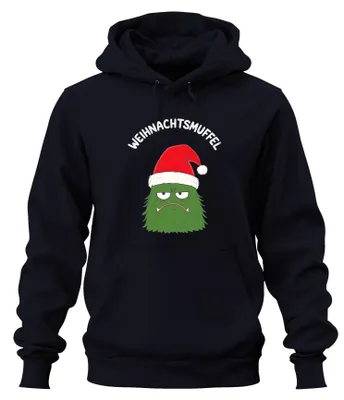 Produktbild von WEIHNACHTSMUFFEL Weihnachtsmonster Nikolausmütze Hoodie Kapuzenpullover, Navy, M