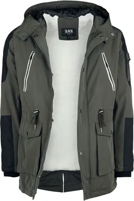 Produktbild von Black Premium by EMP Herren olivfarbene Winterjacke mit Kunstfellkragen S