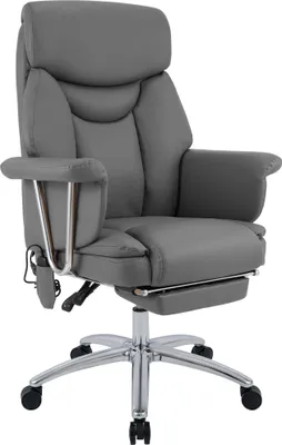 Produktbild von CLP Bürostuhl ergonomisch Dahra höhenverstellbar mit Massagefunktion und Fußablage | Farbe grau