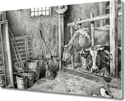 Produktbild von Coloray Hackbrett Kochplattenabdeckung Herdabdeckplatte 80x52 cm Schneidebrett Küchenbrett - Tiere Kuh