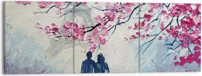 Produktbild von Bild auf Leinwand - Leinwandbild - 3 Teile - Paar Paris Baum - 150x50cm - Wand Bild - Wanddeko - Wandbilder - Leinwanddruck - Bilder - Wanddekoration - Leinwand bilder - Wandbild - CA150x50-4211
