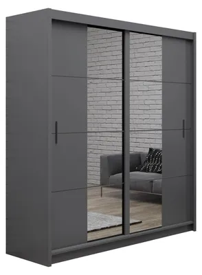 Produktbild von Masseno Schiebetürenschrank KARTHUS 203/215/61 cm 2-türig mit Spiegel Graphitfarben