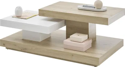 Produktbild von LENTINI Couchtisch Weiß mit 2 höhenversetzten Tischplatten und Rollen
