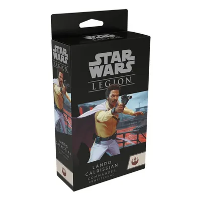 A product box for a Star Wars Legion expansion featuring Lando Calrissian.