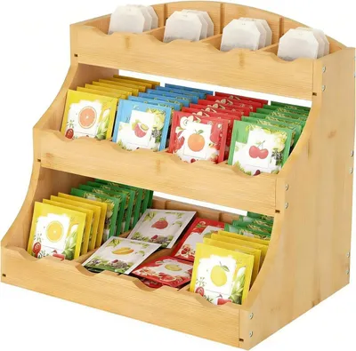 Bambus-Teebeutel-Organizer, 12 Fächer, stehend, 30,7x25x20,5 cm
