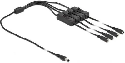 Image de DeLOCK Câble DC 5,5 x 2,1 mm mâle vers 4 x DC femelle avec interrupteur 1m, 1 m