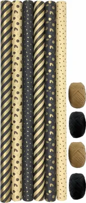 Produktbild von Benza Geschenkpapier – 100 % recyceltes Geschenkpapier – 70 cm x 2 Meter – 6 Rollen