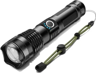 Produktbild von LED -Torch extrem helles USB C wiederaufladbar 1500 Lumen Zoomable Batterie 5 Modi 300 m Range Camping -Wanderfälle Notfälle