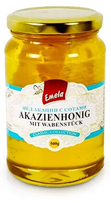 Produktbild von Akazienhonig mit Wabenstück, Emela, 500 g