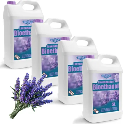 Obrázek produktu pro Bioetanol 96,6 % 20L |alkohol s vůní levandule 96,6 % 20L | Bioetanol pro krby, stolní krby, krbová kamna na bioetanol | Bioetanol s vůní levandule | Čisté spalování, bez kouře, živý a stabilní plamen