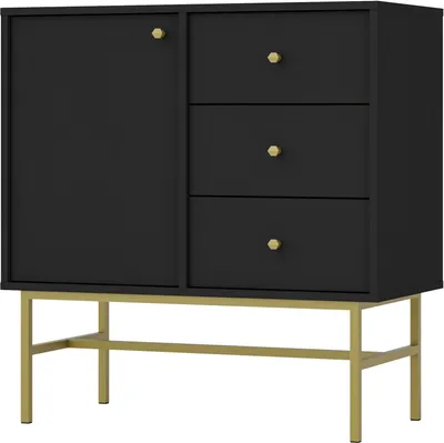 Produktbild von Masseno Kommode TORINO 84 cm Sideboard mit 3 Schubladen und 1 Türen für Wohnzimmer Schlafzimmer Modern 84x41x86 cm Graphitfarben / Graphitfarben