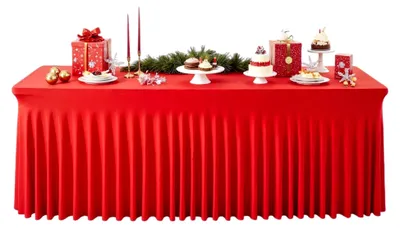 Produktbild von Tischrock für Feiern – rechteckige Tischdecke, 1,83 m, Rot, für Weihnachten und Partys, wiederverwendbar
