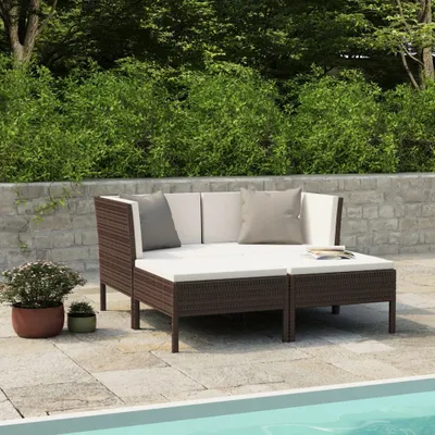 Image de Maison Exclusive - Ensemble salon de jardin 4 pièces avec coussins en polyrotin brun