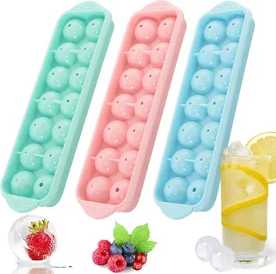 Produktbild von Runde Eiswürfelbehälter, Eiswürfelbehälter mit Deckel, kompakter und stapelbarer Eisbehälter für Eiswaffeleimer, Eis, Cocktail, Whisky, Tee, Kaffee