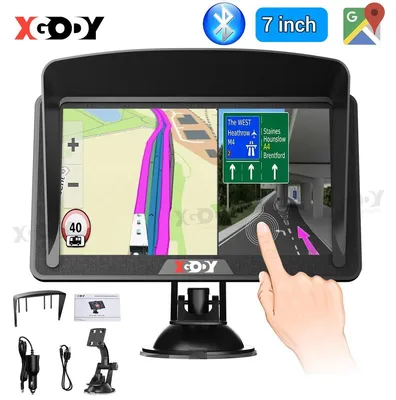 Obrázok produktu pre Navigačný prístroj s 7-palcovým dotykovým displejom GPS pre auto, osobný automobil alebo nákladné vozidlo, s funkciou Bluetooth handsfree, možnosť aktualizácie máp, rozlíšenie 800x480, offline mapy