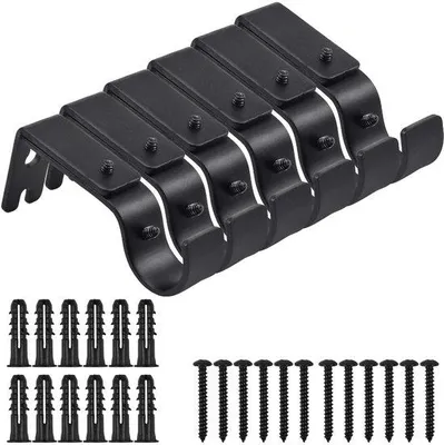 Productafbeelding van Ibenzoa® 6-delige set verstelbare gordijnroedehouders, metalen wandhouders zwart – voor roedes met een diameter van 2,5 cm, uittrekbaar van 8,5 tot 10 cm, belastbaar tot 30 kg, inclusief 12 schroeven en pluggen