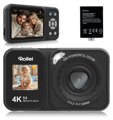 Produktbild von Rollei Compactline 12030, 64 MP, 9248 x 6936 Pixel, 1/3.2", 4K Ultra HD, 115 g, Schwarz
