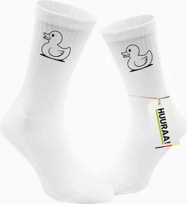 Produktbild von Huuraa Uni Socken Gummiente Silhouette 37/41 White Baumwolle Tennissocken Geschenkidee