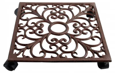 Image de Chariot à plantes carré - L 28,1 cm x l 28,1 cm x H 6,5 cm - Marron