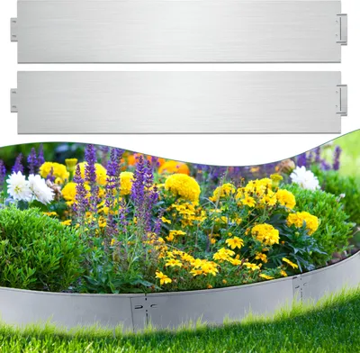 Zdjęcie produktu dla Jayseuw Metalowa obrzeżka trawnika, obrzeżka do rabat, palisada, obrzeżka do rabat 100 x 18 cm, 40 m