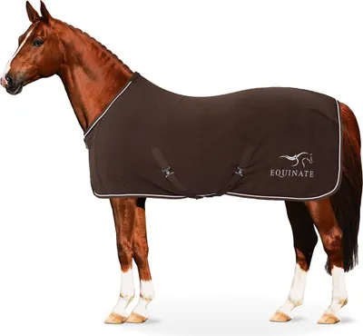 Produktbild von Equinate Abschwitzdecke Arizona aus Polar Fleece mit Kreuzbegurtung 125cm Braun