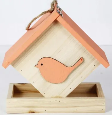 Productafbeelding van Vogelvoederhuisje - Vogelvoederplek - Vogelvoeding - Staand - Bruin - Rood - 17 x 17 x19 cm