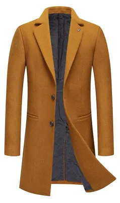 Obrázek produktu pro Trenchcoat pánský - Stojatý límec - Jednořadový zapínání na jeden knoflík - Dlouhý střih se záhybem - Zimní teplá dlouhá bunda