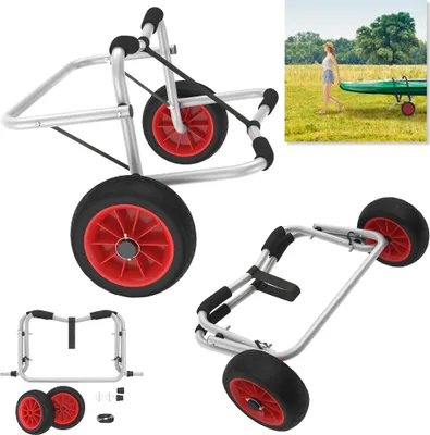 Produktbild von LZQ Faltbar Verstellbarer Alu Kanuwagen, Transportwagen für Boote, Kanus und Kajaks, Surfwagen mit Polstern, Gurtbändern