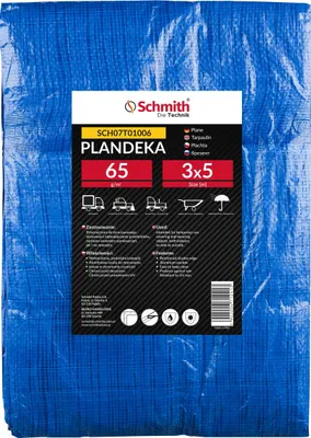 Zdjęcie produktu dla Plastikowa plandeka, 3x5 metrów, 65 g/m², wodoodporna, odporna na rozdarcia, plandeka budowlana, plandeka ochronna, plandeka ogrodowa z oczkami. Schmith