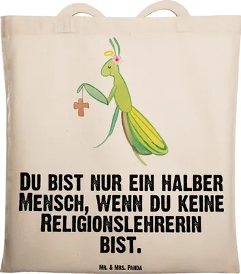 Produktbild von Mr. & Mrs. Panda canvas tasche Religionslehrerin Herz - Transparent - Geschenk, Tote Bag, Spruch, Lustig, Grundschule, Einkaufstasche, Shopping, Witzig, Laptoptasche