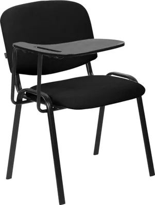 Produktbild von XL-Stuhl mit Klapptisch - Konferenzstuhl - Hohe Belastbarkeit bis 150 kg | Farbe: Schwarz
