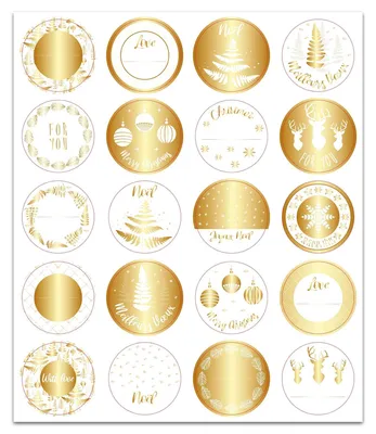 Runde Aufkleber, weiß/gold, 3 cm, 20 Stück, Papier