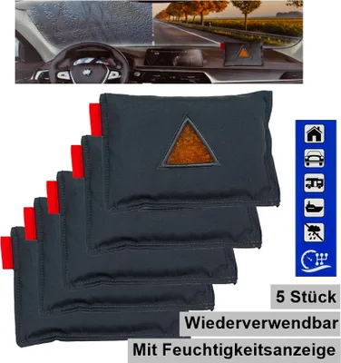 Produktbild von 5x Auto Luftentfeuchter Kissen Entfeuchter Luft Raumentfeuchter wiederverwendbar Granulat Beutel