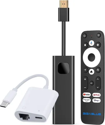 Produktbild von GigaBlue Giga TV 4K PRO Android 11 Mediaplayer Stick mit Netzwerk-LAN-Adapter (HDR60Hz, WiFi, Bluetooth, Sprachfernbedienung)